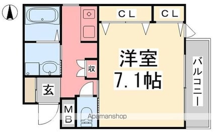 アクス－２１[1K/28.56m2]の間取図