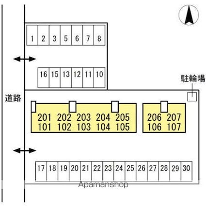 ヴィラセゾン　Ａ棟[2LDK/59.5m2]の配置図