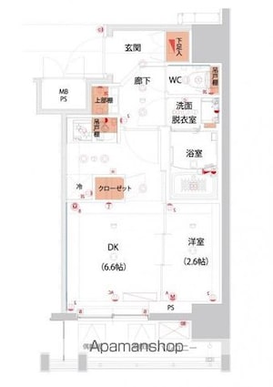 ハーモニーレジデンス山手大塚ザ・ガーデン[1DK/25.53m2]の間取図