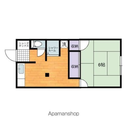 涼和荘[1DK/17m2]の間取図