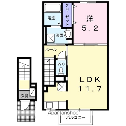 ピュアハイツ・優[1LDK/43.32m2]の間取図