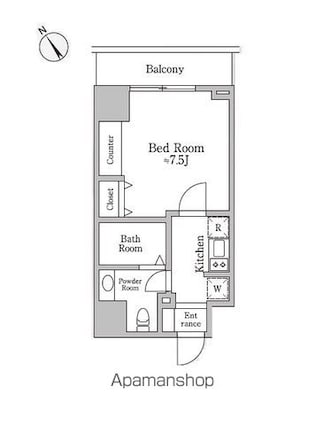 レジディア三宿[1K/25.14m2]の間取図