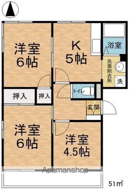 フレグランス伊藤[3K/51m2]の間取図