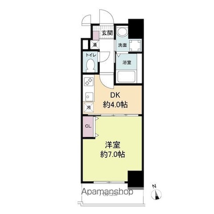 イクスコート大津駅前[1DK/29.48m2]の間取図