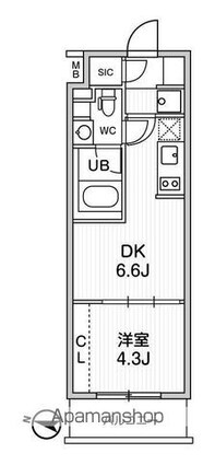 Ｗｅａｖｅ　Ｐｌａｃｅ　Ｈｉｇａｓｈｉｋｏｅｎｊｉ[1DK/26.1m2]の間取図