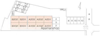 サウス・ヴィレッジＡ・Ｂ[1LDK/45.93m2]の配置図