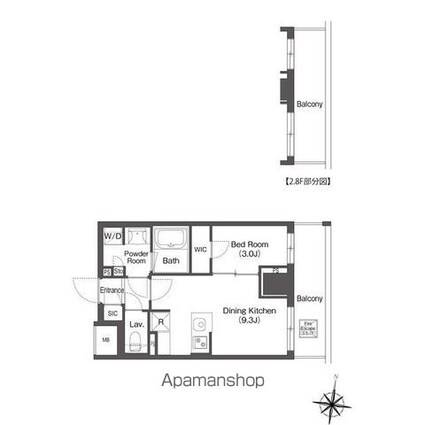 コンフォリア森下リバーサイド[1LDK/32.28m2]の間取図