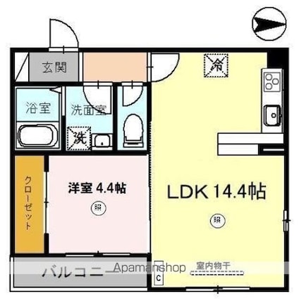 ウィステリア[1LDK/43.78m2]の間取図