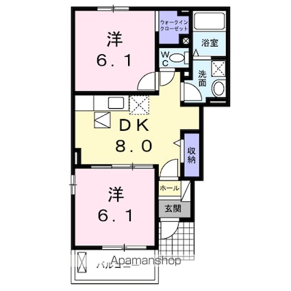 ルン　グランデ　Ａ[2DK/45.77m2]の間取図