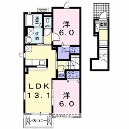 ワンピース[2LDK/58.57m2]の間取図