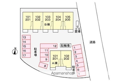 カーサ・ルーチェＢ[1LDK/50.53m2]の配置図