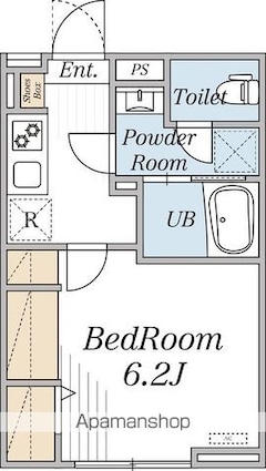 エクレール　芦花公園[1K/21.53m2]の間取図