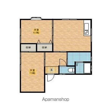レジデンスヒロⅡ[2DK/54.65m2]の間取図