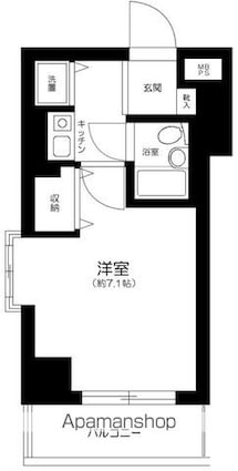 ライオンズマンション門前仲町第５[1K/20.69m2]の間取図
