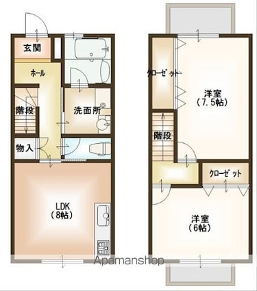 滋賀県東近江市妙法寺町[2LDK/72m2]の間取図