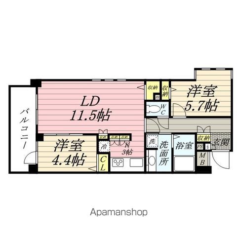 【新宿区中落合のマンションの間取り】