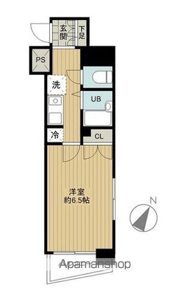 スカイコート日本橋浜町[1K/22.45m2]の間取図