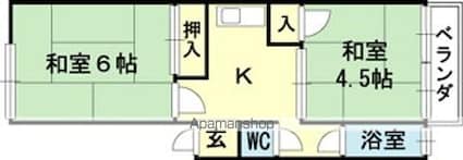 和歌山県和歌山市狐島[2K/29m2]の間取図