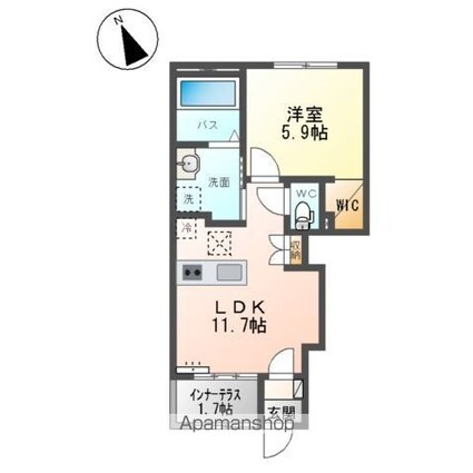 アルカンシエルⅠ[1LDK/42.98m2]の間取図