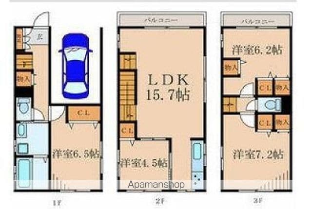 東京地下鉄南北線 王子神谷駅 徒歩6分 3階建 築14年の間取り写真