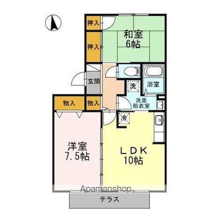 パインアベニューハイム　Ａ[2LDK/56.3m2]の間取図