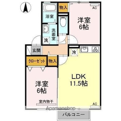 クレイドルＦ松縄[2LDK/52.99m2]の間取図