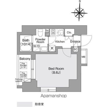 コンフォリア・リヴ森下ＭＵＴＩＯ[1K/25.15m2]の間取図