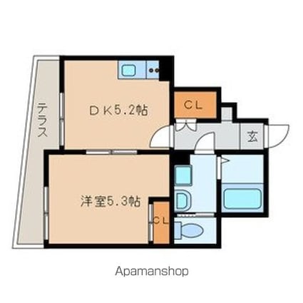 Ｓｏｕｔｈ　Ｏｎｅ[1DK/28.9m2]の間取図