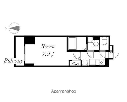 愛知県名古屋市中区千代田２丁目[1K/25.24m2]の間取図