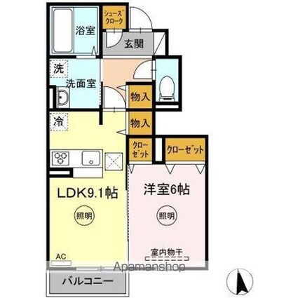 香川県高松市木太町[1LDK/43.23m2]の間取図