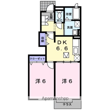ブリーゼ　イズミ　Ｂ棟[2DK/44.67m2]の間取図