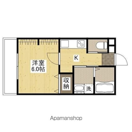 スカーレット海老園[1K/24.6m2]の間取図