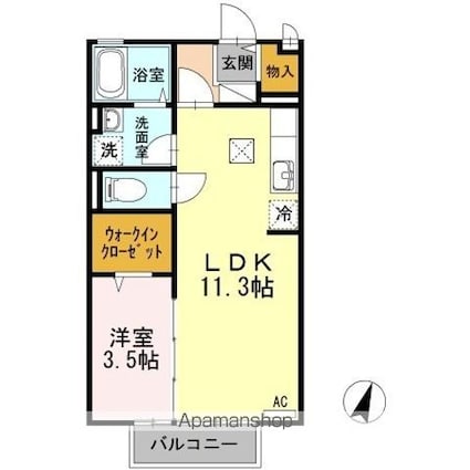 アネシス[1LDK/37.7m2]の間取図