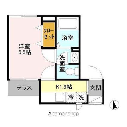 ハイツ・タカイド[1K/20.12m2]の間取図