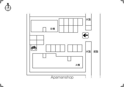 フレンドリーハイツ日野　Ｂ棟[3DK/56.1m2]の配置図