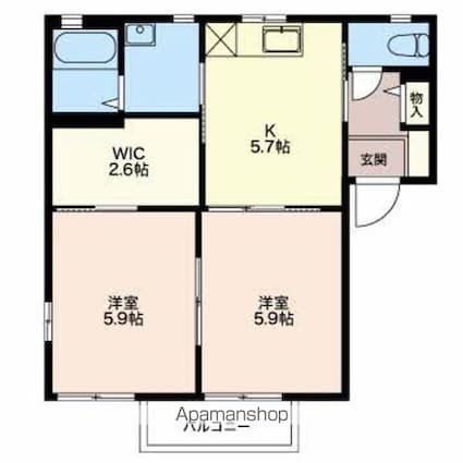 ディアス杉山[1LDK/43.54m2]の間取図