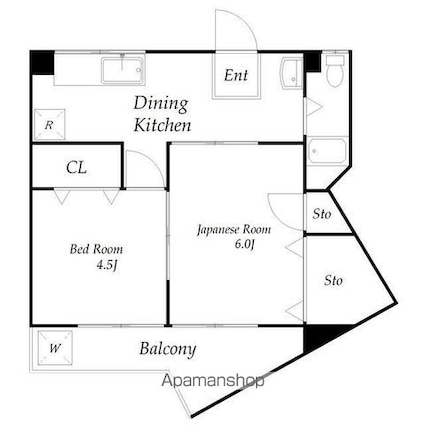 東京都新宿区北新宿２丁目[2DK/36m2]の間取図