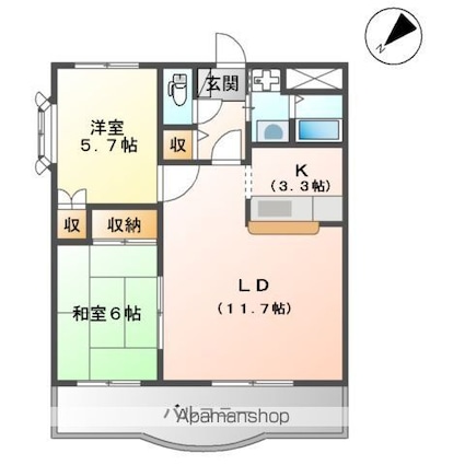 ラフォーレ２１[2LDK/57.75m2]の間取図