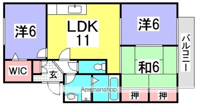 ハイカムール西[3LDK/65.41m2]の間取図