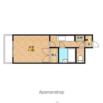 ビレッジコア八王子[1K/21m2]の間取図