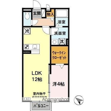 モナリエウエスト[1LDK/41.68m2]の間取図