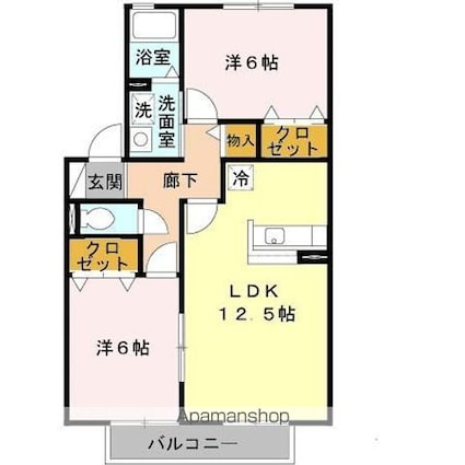 サンシャイン湖舟　Ａ棟[2LDK/59.54m2]の間取図