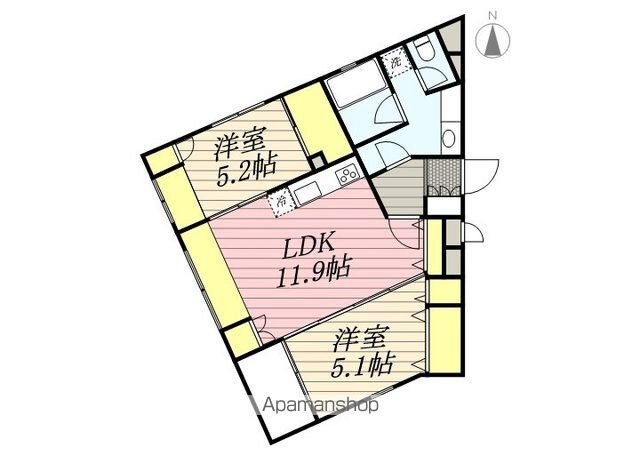 ａＬＡＴＯ祐天寺[2LDK/56.11m2]の間取図