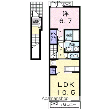 サンフレーア[1LDK/45.07m2]の間取図