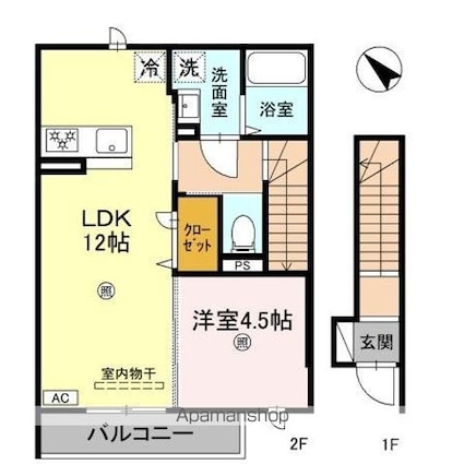 Ｅｓｐｒｉｔ　Ｖ（エスプリサンク）[1LDK/44.7m2]の間取図