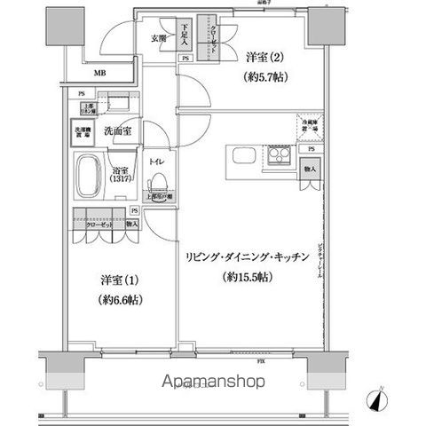 【渋谷区本町のマンションの間取り】