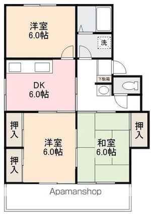 ハイツ田中Ⅰ[3DK/57.85m2]の間取図