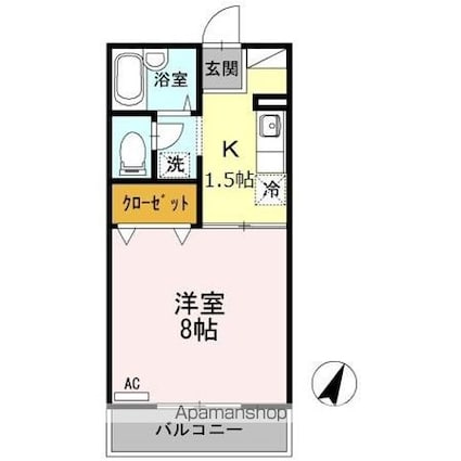 コーポラスグリーン　Ｄ棟[1K/26.71m2]の間取図