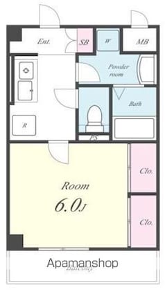 サン・ルピナス[1K/24.17m2]の間取図