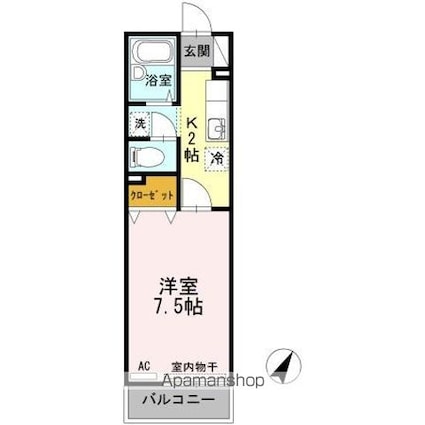 ヴィラフローラⅠ[1K/25.14m2]の間取図